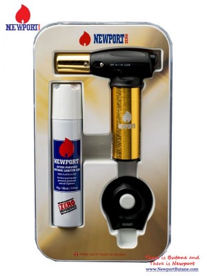 Newport Turbo Torch + Butane 90ml Package - Gold Newport Turbo Torch + Butane 90ml Package - Gold