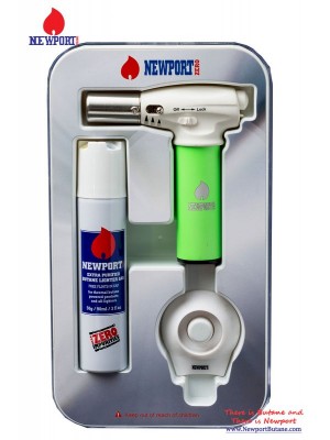 Newport Turbo Torch + Butane 90ml Package - Green Newport Turbo Torch + Butane 90ml Package - Green